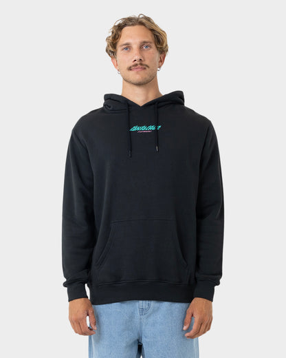 Stacked Handled Strip Men's Pullover Hoodie Off Black