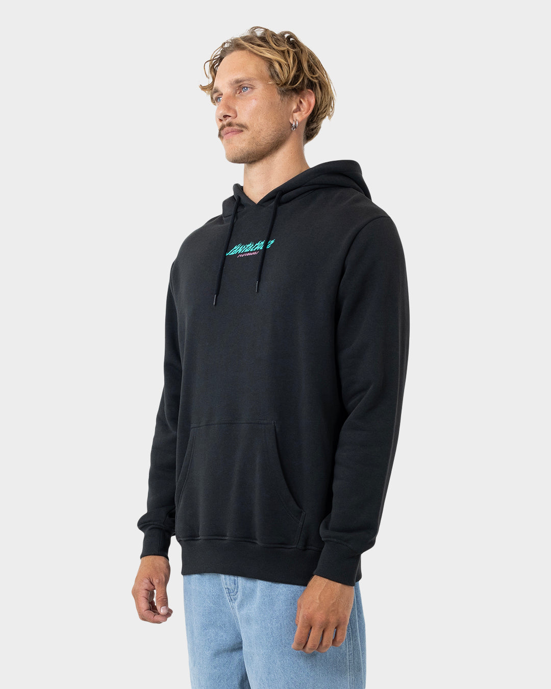 Stacked Handled Strip Men's Pullover Hoodie Off Black