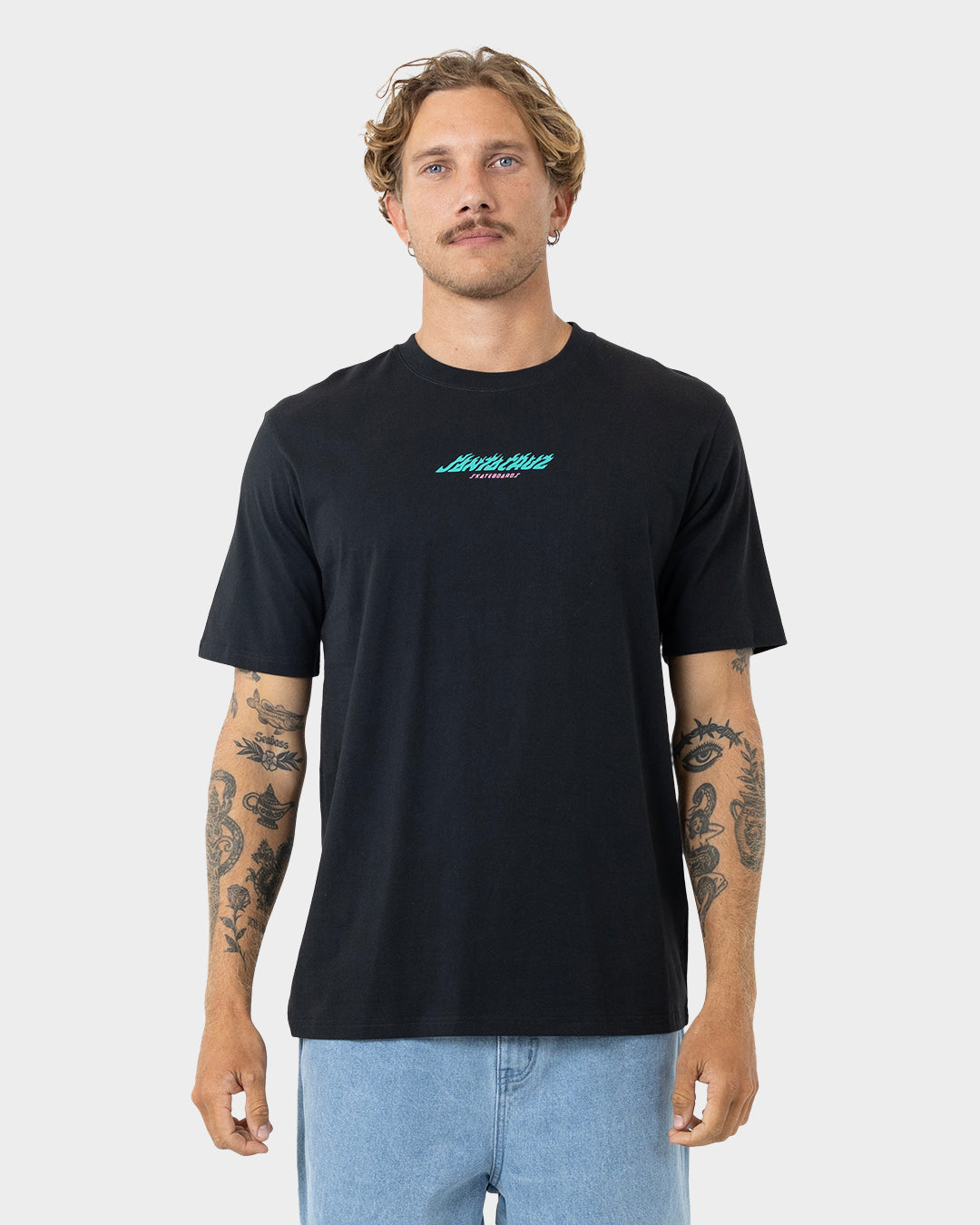 Stacked Handled Strip Men's T-shirt Off Black