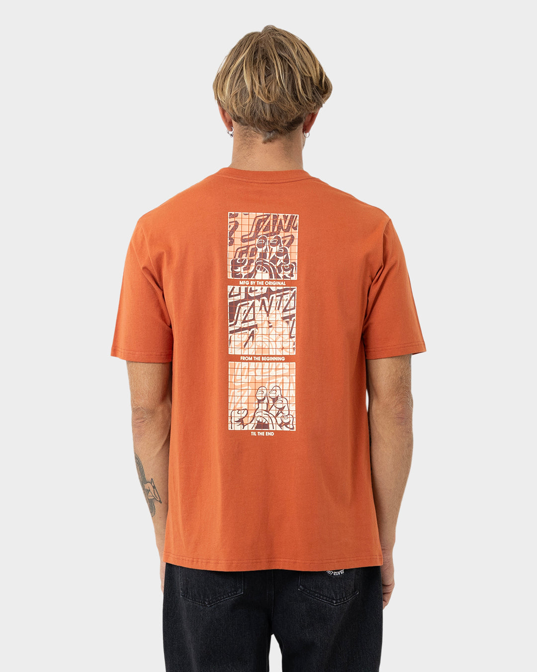 Stacked Handled Strip Men's T-shirt Rust