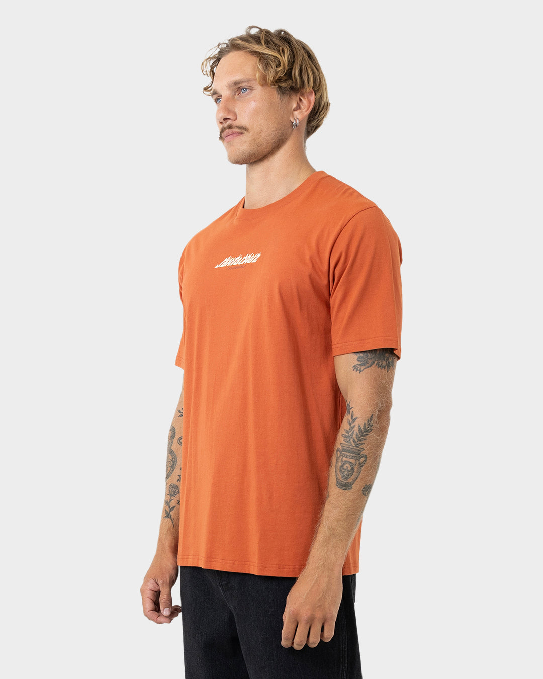 Stacked Handled Strip Men's T-shirt Rust