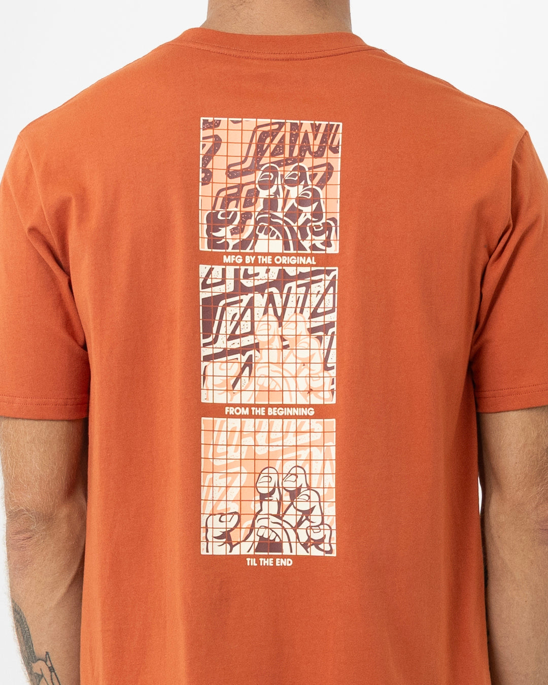 Stacked Handled Strip Men's T-shirt Rust