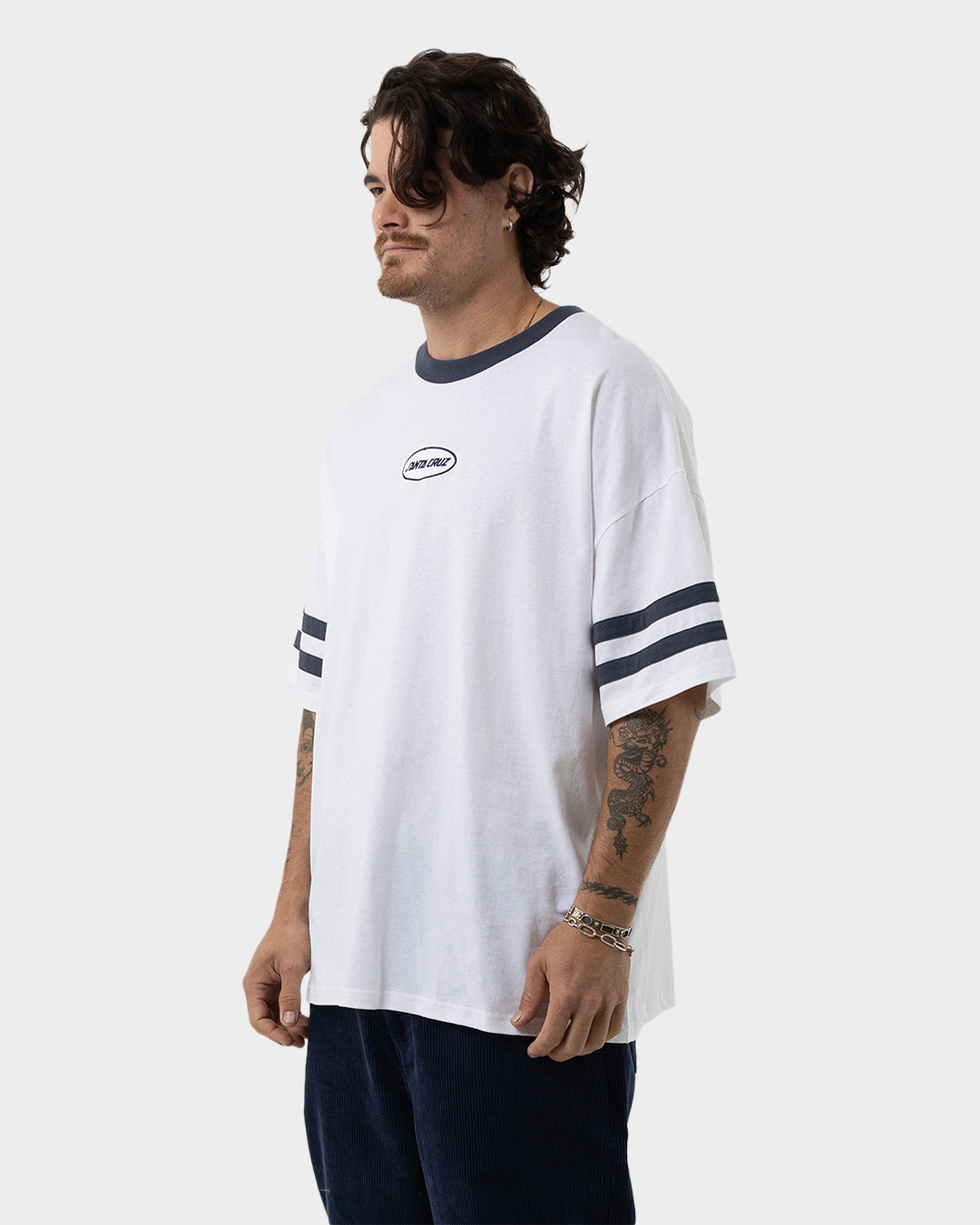 Slam Oval Strip Men's Relaxed Fit T-Shirt White