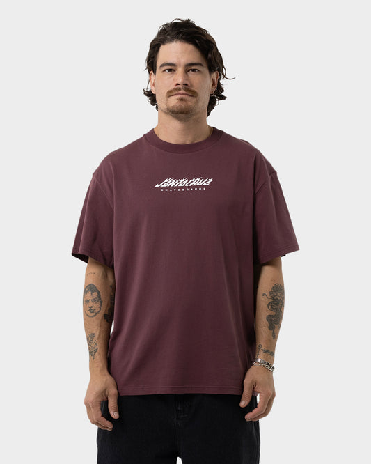 Dice Flame Dot Strip T-Shirt Maroon