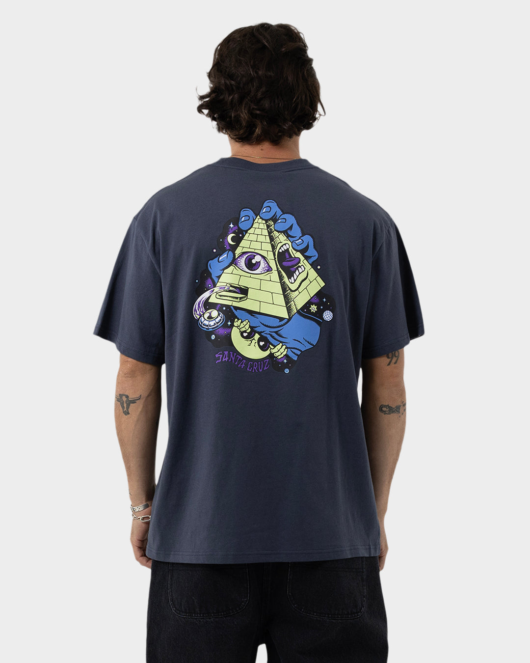 Knibbs Invasion Hand Men's Box Fit T-Shirt Dark Blue