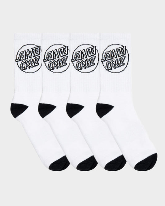 Opus Dot Men's Crew Socks (4 Pack) White