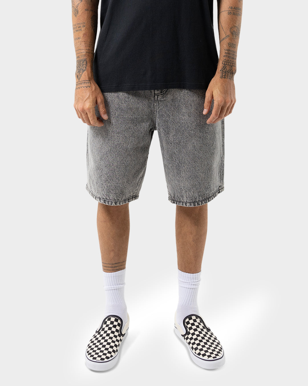 Bone Hand Evolved Men's Jean Shorts Washed Grey