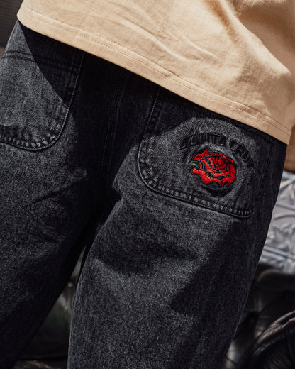 Dressen Roses Men's Jean Shorts Washed Black