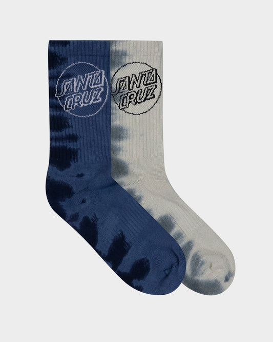 Opus Dot Men's Crew Socks (2 Pack) Blue Tdye-concrete Tdye