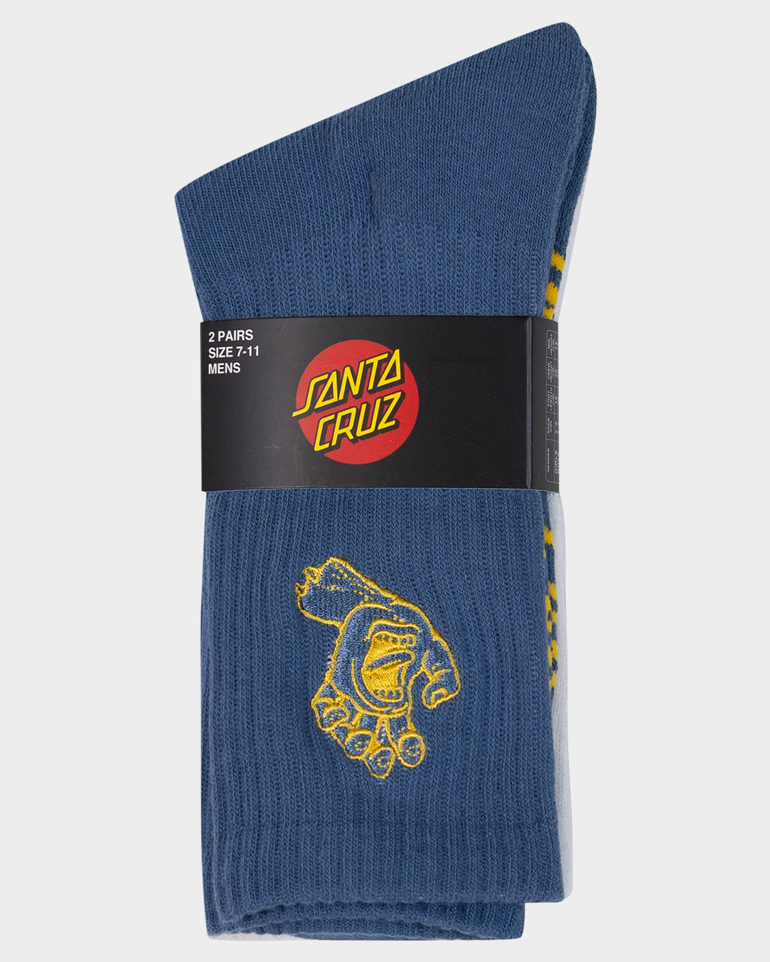 Screaming Hand Strip Men's Crew Socks (2 Pack) Blue-white