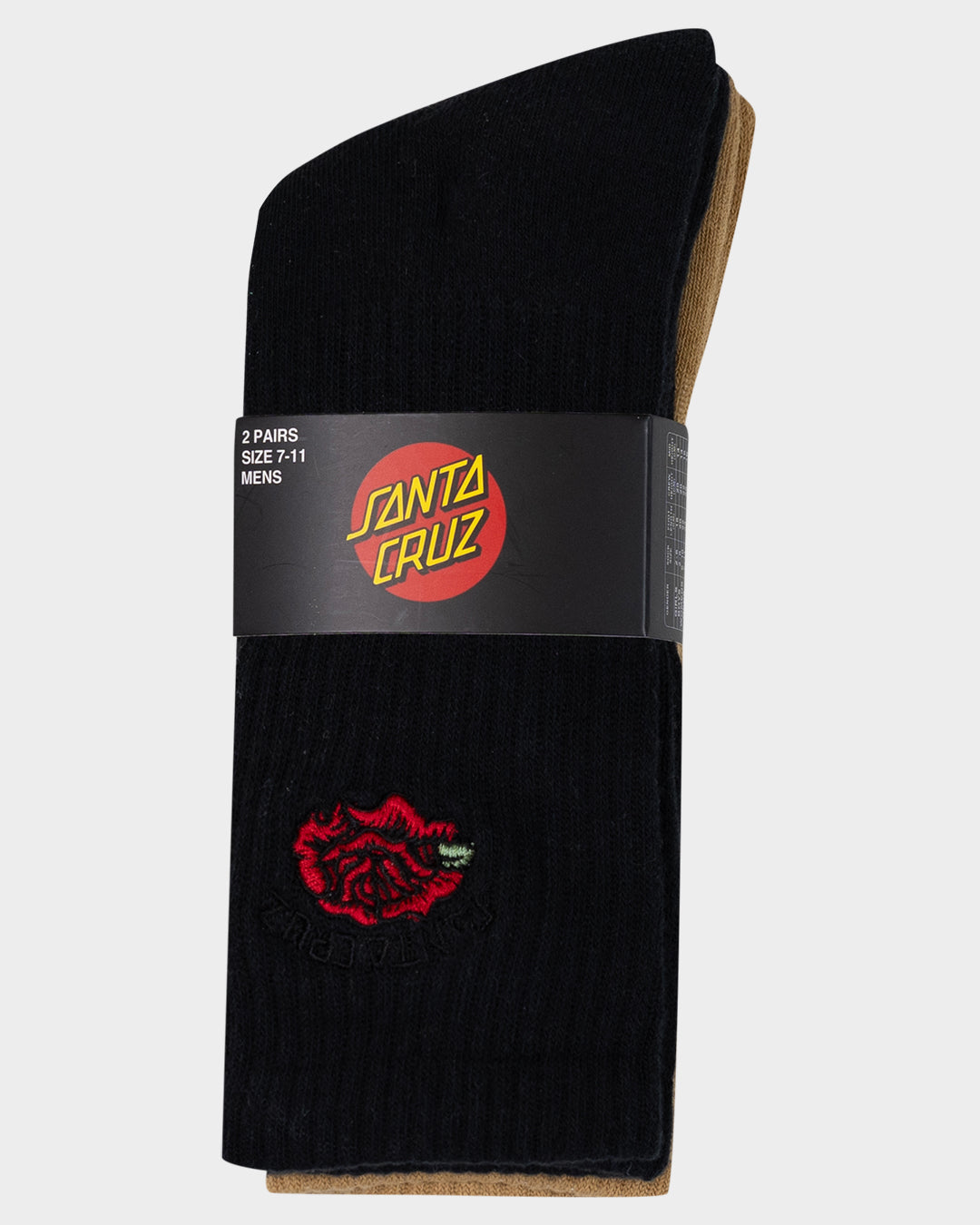 Dressen Roses Solo Arch Men's Crew Socks (2 Pack) Off Black-tan