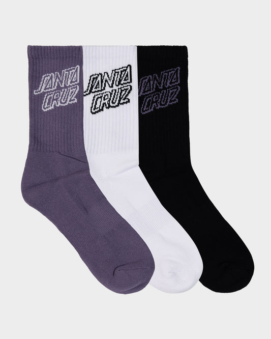 SC Stack Men's Crew Socks (3 Pack) Lavender-white-blk