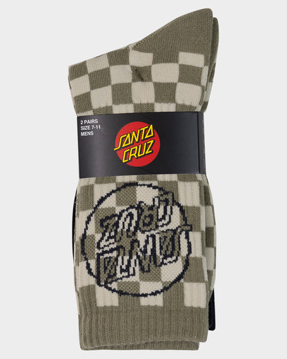 Breaker Check Opus Dot Release Men's Crew Socks (2 Pack) Concrete Check-off Black