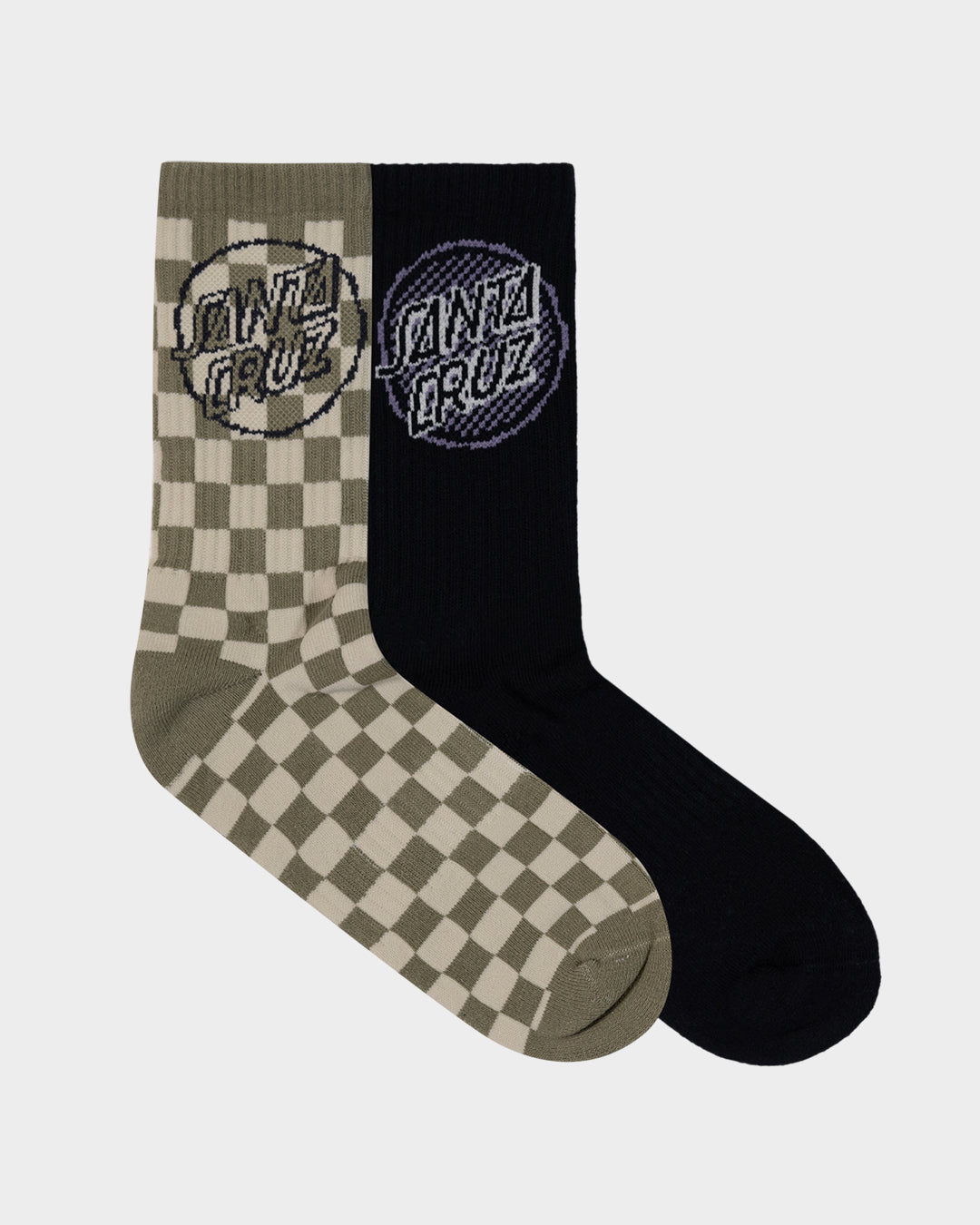 Breaker Check Opus Dot Release Men's Crew Socks (2 Pack) Concrete Check-off Black