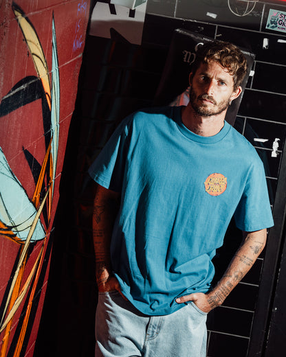 Scrawl Brick Dot Men's Box Fit T-shirt Blue