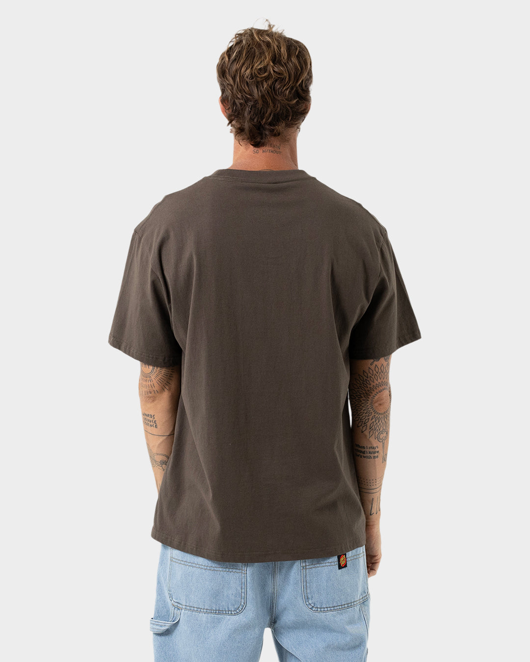 Global Flame Strip Men's Box Fit T-shirt Brown