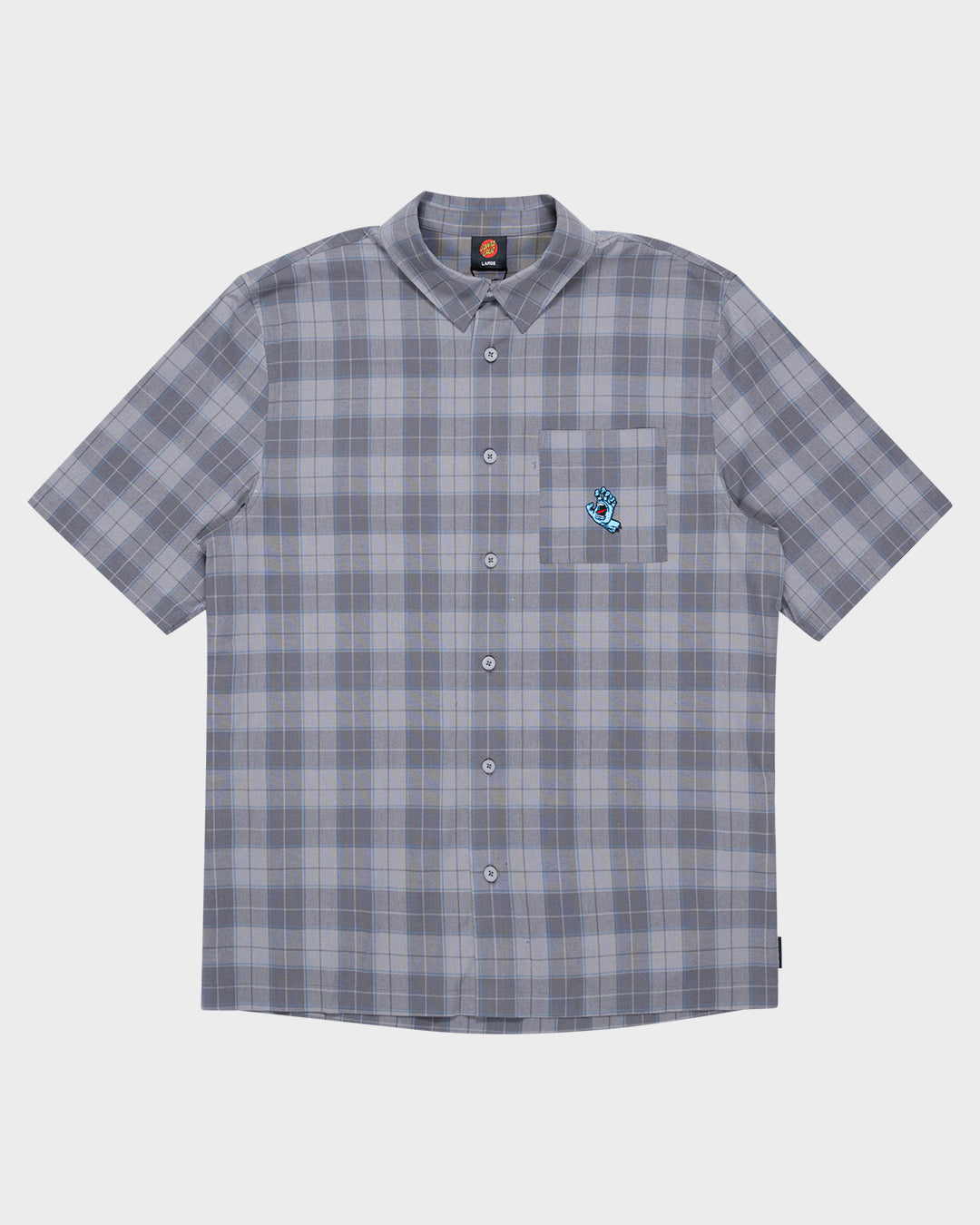 Screaming Hand Button Up Shirt Concrete Check