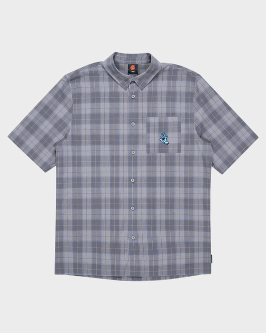 Screaming Hand Button Up Shirt Concrete Check