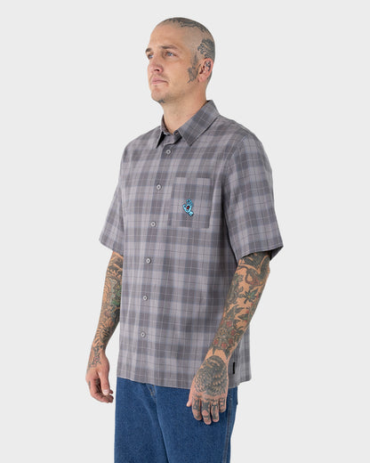 Screaming Hand Button Up Shirt Concrete Check