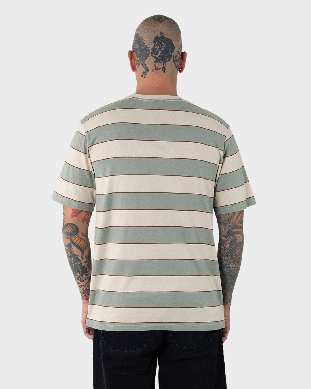 Classic Dot Patch Men's T-shirt Light Khaki Stripe