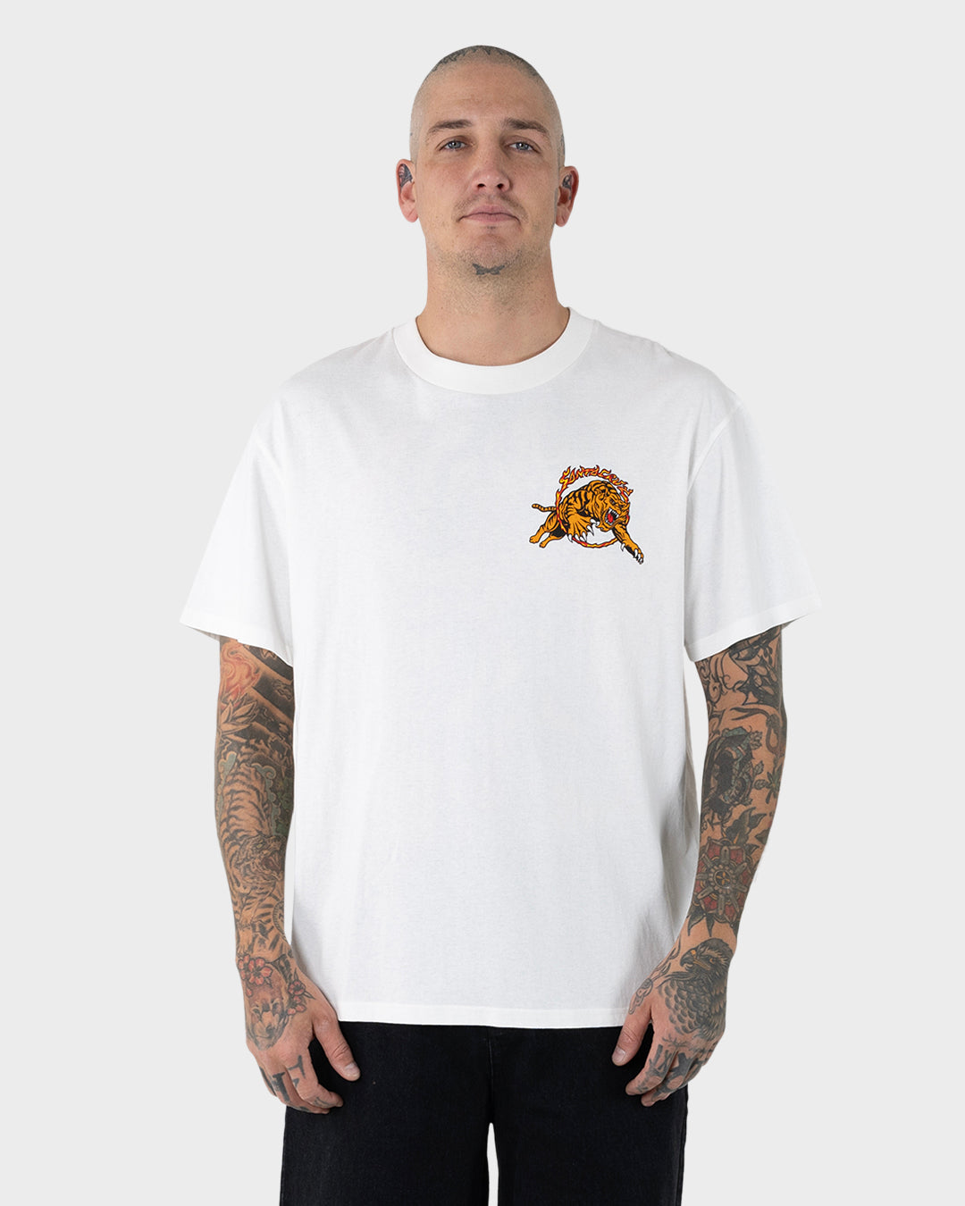 Salba Tiger Redux Men's Box Fit T-shirt Off White