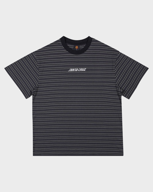 Solid Strip Tunnel Men's Box Fit T-shirt Off Black Stripe