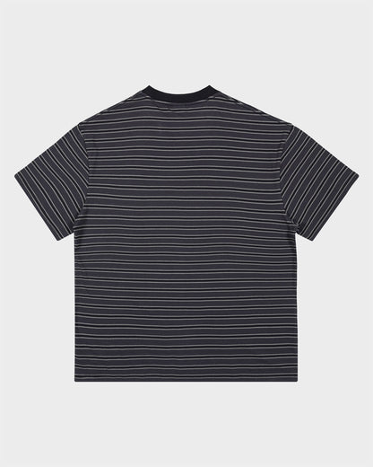 Solid Strip Tunnel Men's Box Fit T-shirt Off Black Stripe