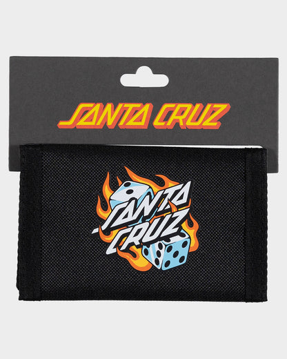 Flaming Dice Dot Men's Velcro Wallet Black