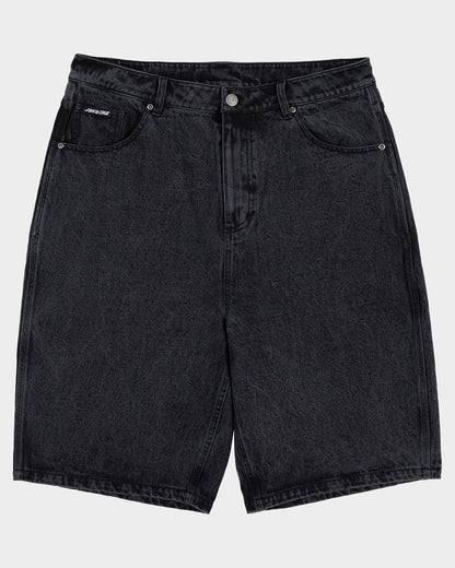 Flaming Dice Dot Men's Jean Short Washed Black