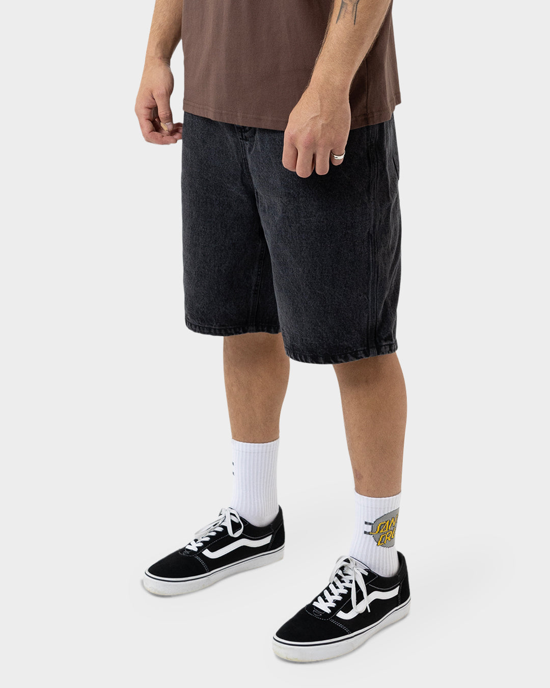 Flaming Dice Dot Men's Jean Short Washed Black