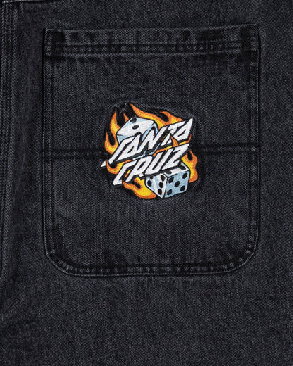 Flaming Dice Dot Men's Jean Short Washed Black