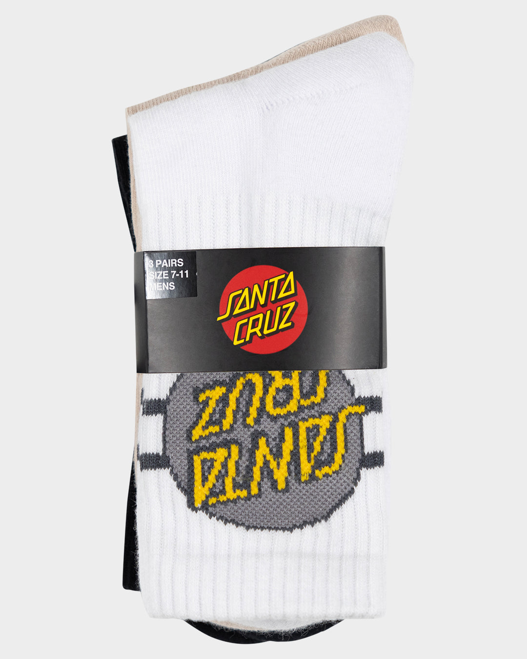 Other Dot Stripe Men's Crew Socks 3 Pack Natural-white-off Black