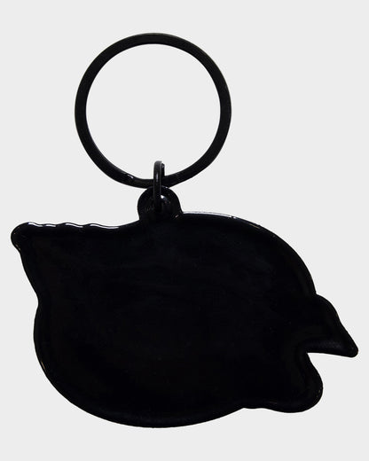 Oval Check Flame Dot Key Ring Black