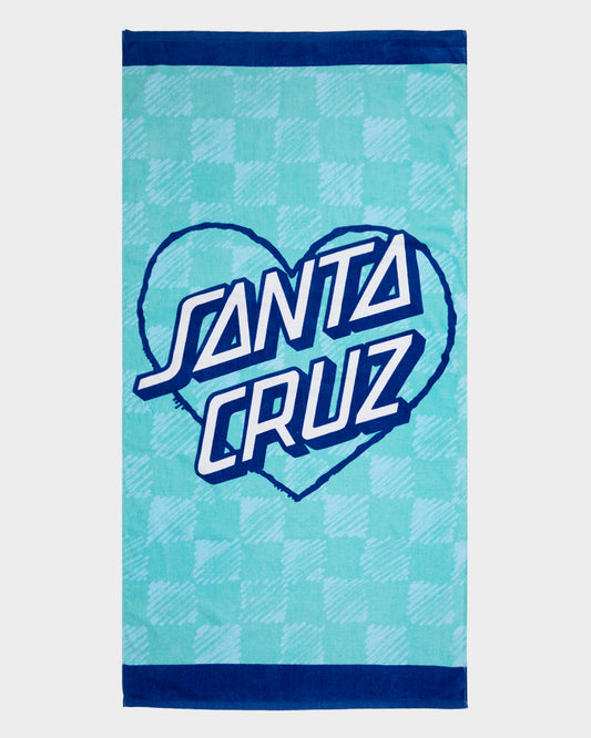 Heart Dot Hollow Towel Aqua Check