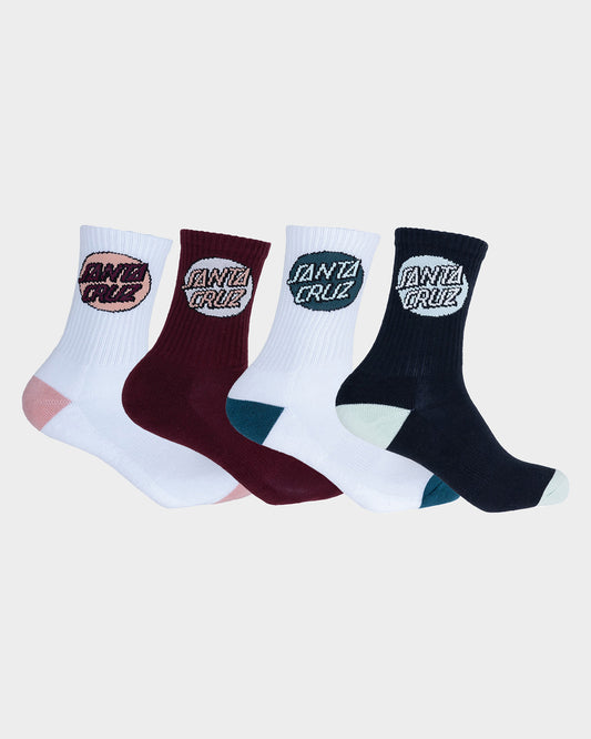 Pop Dot Santa Cruz Women's Crew Socks (4 Pack) Multi