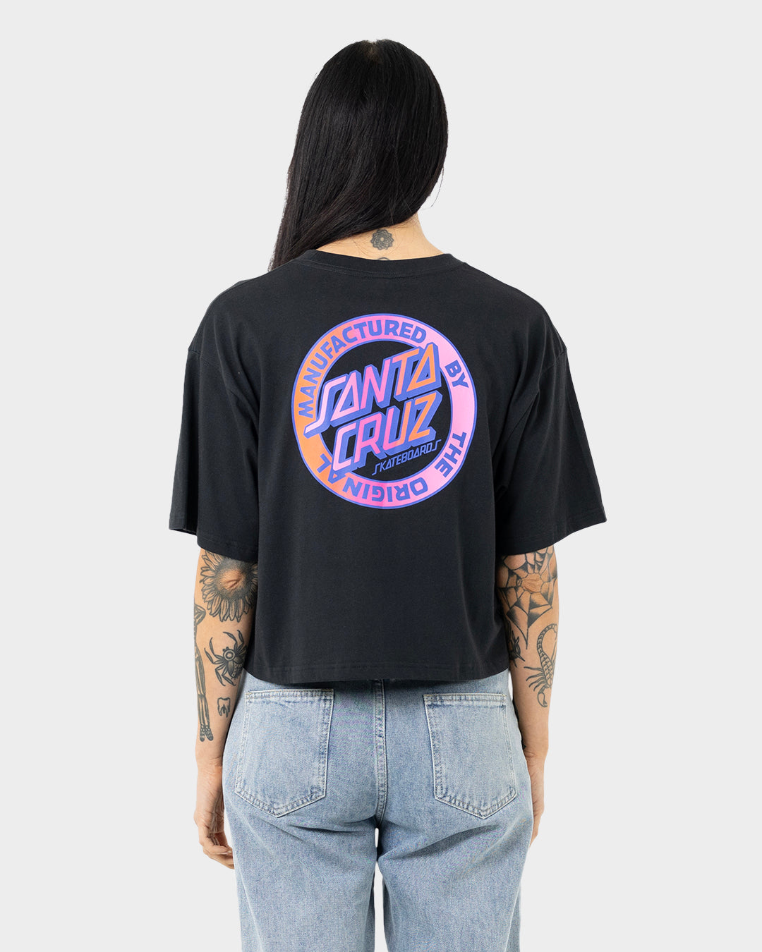 MFG Dot Multi Fade Womens Cropped T-shirt Off Black