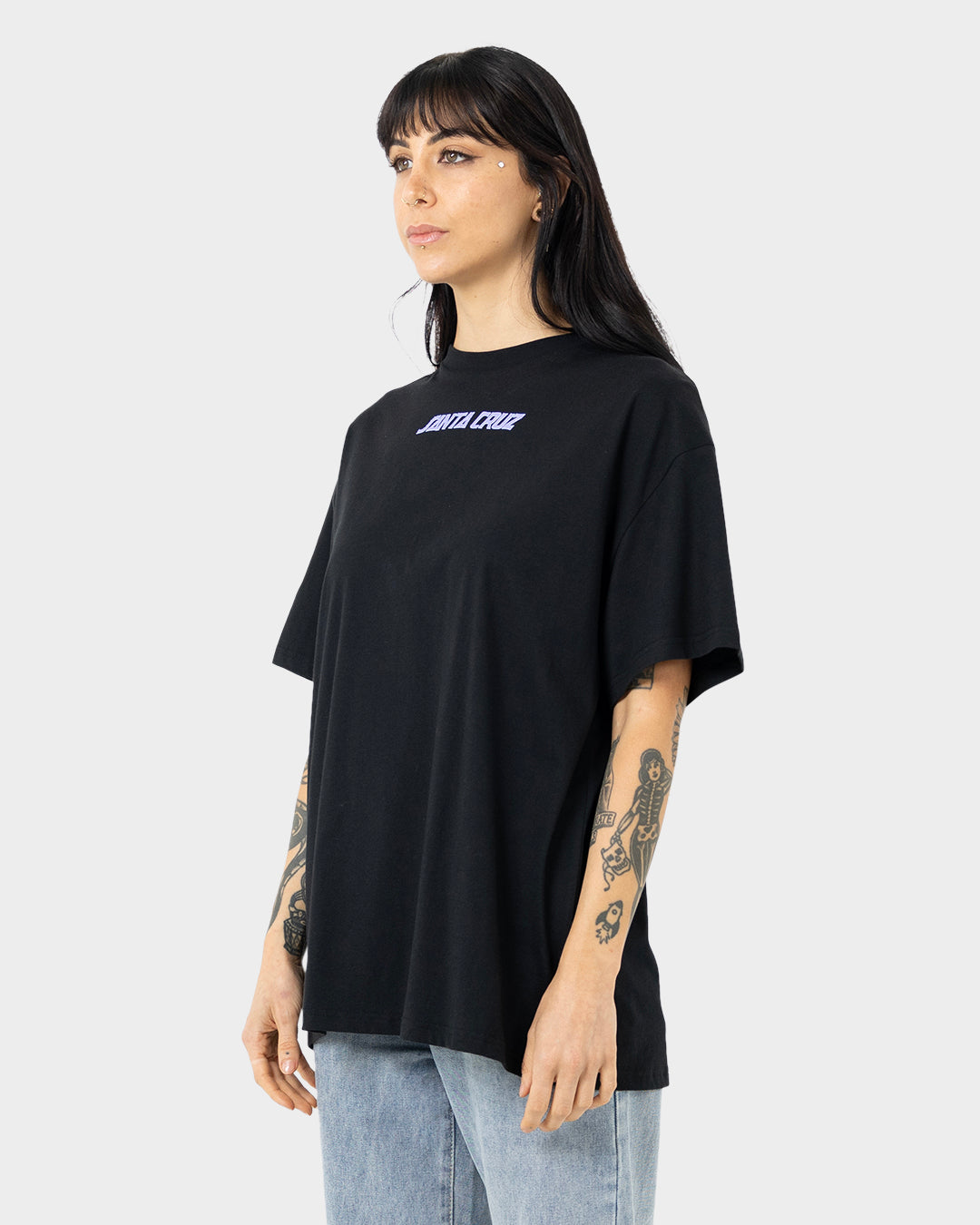 Eclipse Dot Strip Womens Oversize T-shirt Black