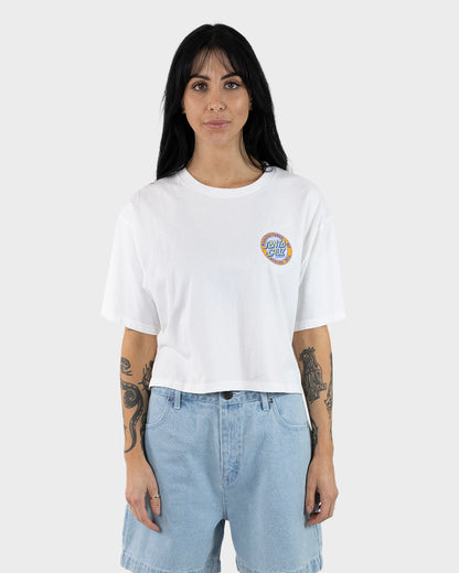 MFG Retro Dot Reverse Women's Cropped T-Shirt Off White