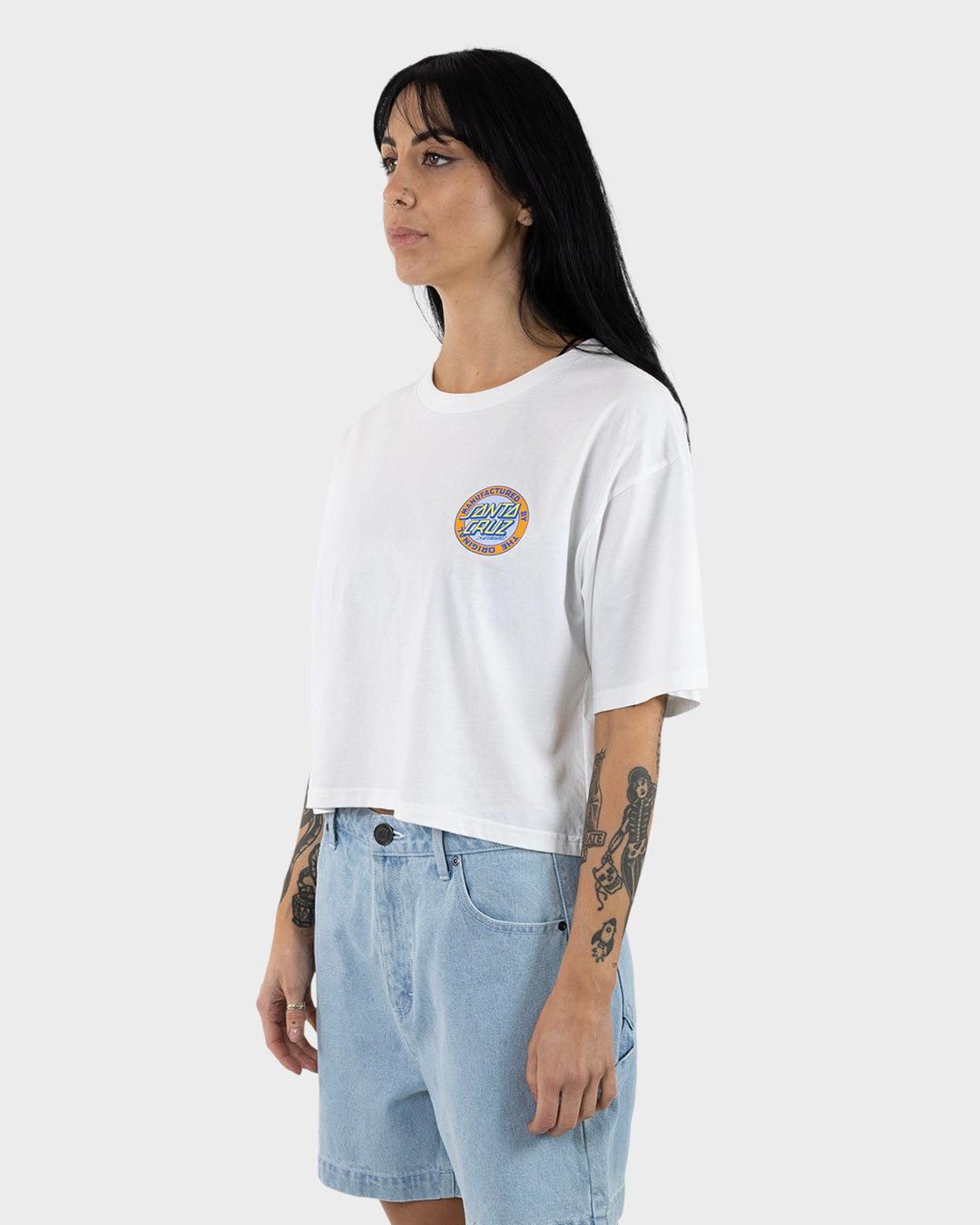 MFG Retro Dot Reverse Women's Cropped T-Shirt Off White