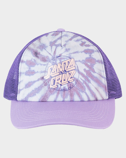 Scrawl Dot Women's Trucker Hat Purple Tie Dye