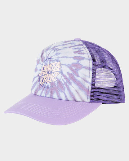 Scrawl Dot Women's Trucker Hat Purple Tie Dye