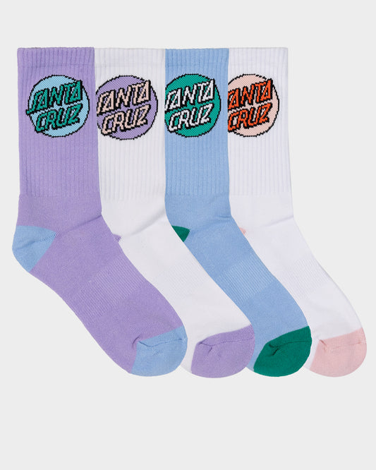 Other Dot Women's Crew Socks (4 Pack) Wht-vintage Blu-purple