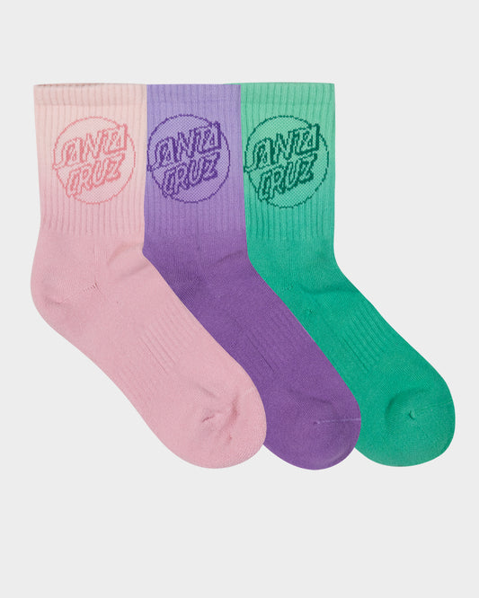 Opus Dot Women's Mid Socks (3 Pack) Pnk Coral-purple-grn