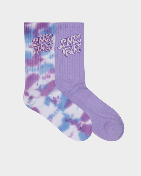 Scrawl Stack Women's Crew Socks (2 Pack) Vintage Blu Tdye-purple