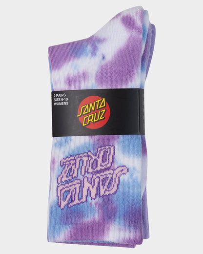 Scrawl Stack Women's Crew Socks (2 Pack) Vintage Blu Tdye-purple