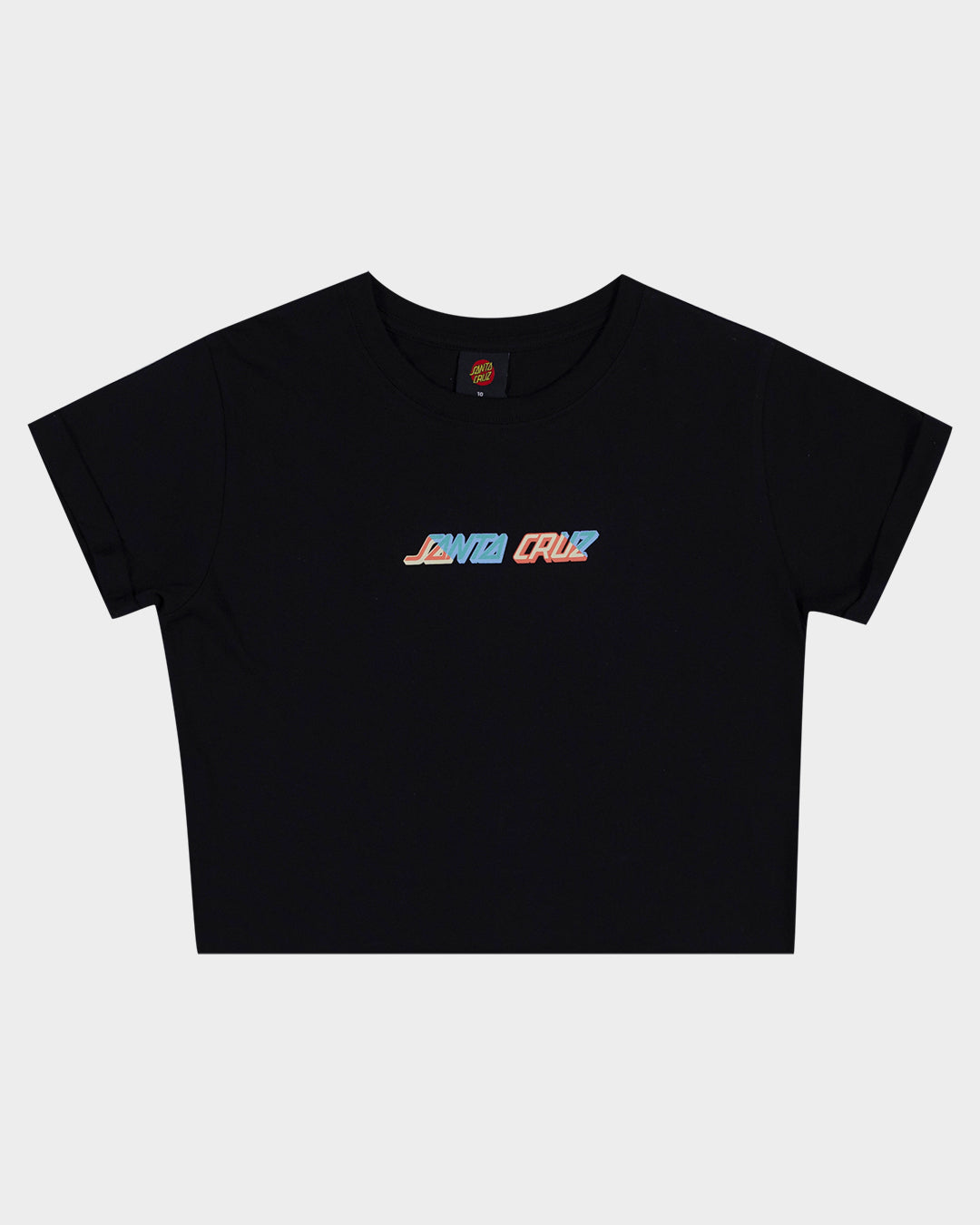 Split Block Strip Women's Cropped T-shirt Black