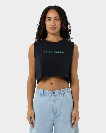 Phase Dot Women's Cropped Muscle T-shirt Off Black