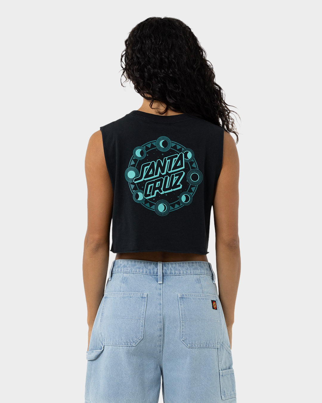 Phase Dot Women's Cropped Muscle T-shirt Off Black