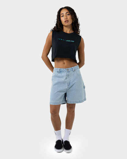 Phase Dot Women's Cropped Muscle T-shirt Off Black