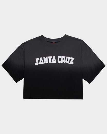 Arch Strip Santa Cruz Women's Cropped S/S T-Shirt Black Tie Dye